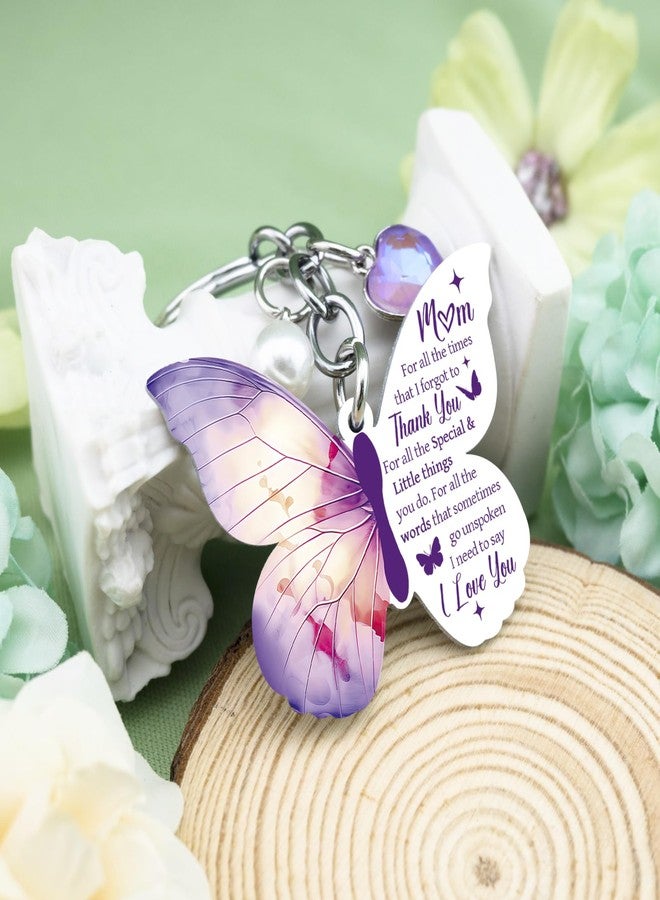igvean Mothers Day Gifts for Moms Mom Gift from Daughter Son Purple Butterfly Gifts for Moms Best Mom Ever Gift Butterfly Keychain Unique Christmas Birthday Present for Mother I Love You Mama Key Ring - Image 5